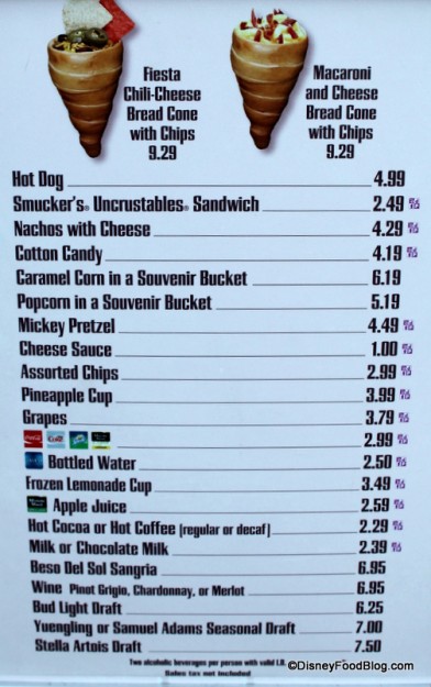 Concessions Menu