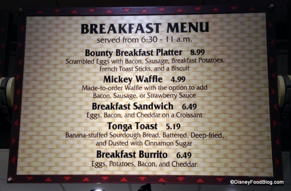 Breakfast Menu