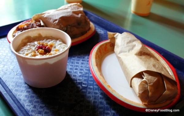 Breakfast Croissant, Ancient Hot Grain Cereal, and Breakfast Burrito