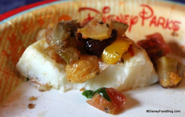 Provolone and egg white base topped with vegetable chutney