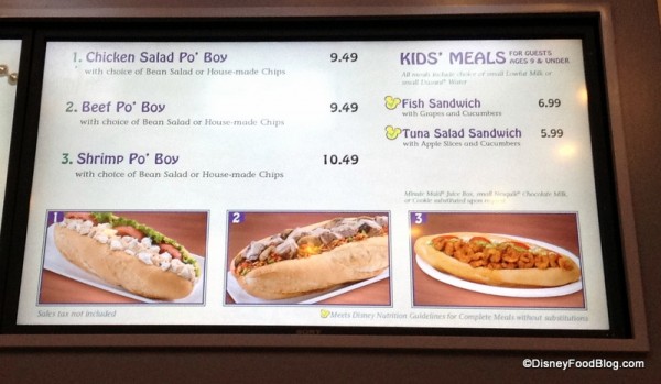 A few of the Po' Boy options