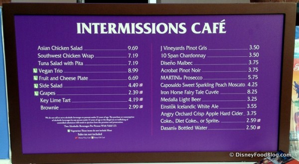 Intermissions Cafe Menu