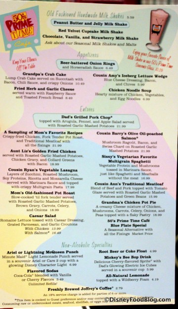 Menu -- Click to Enlarge