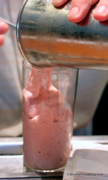 Pouring the Red Velvet Cupcake Milkshake 