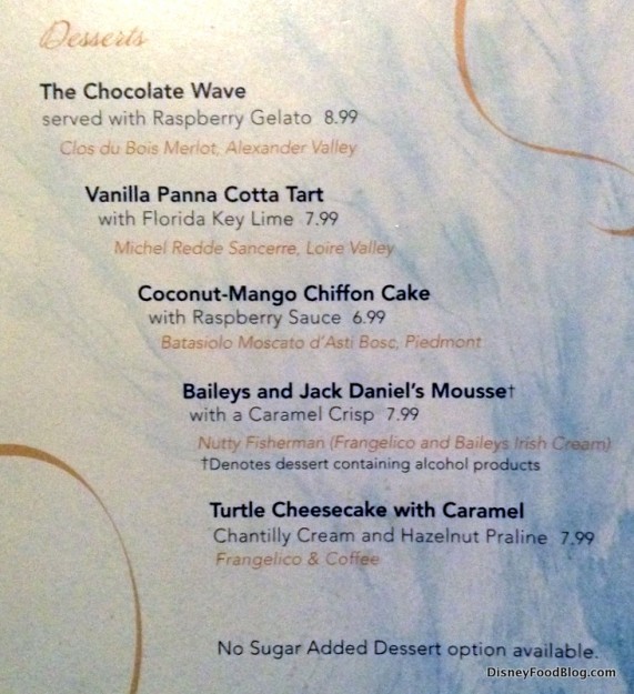 Dessert Menu
