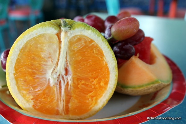 Close-up on orange half