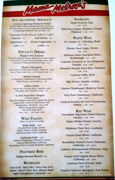 Menu -- Click to Enlarge