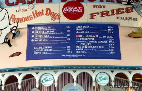Casey's Corner menu
