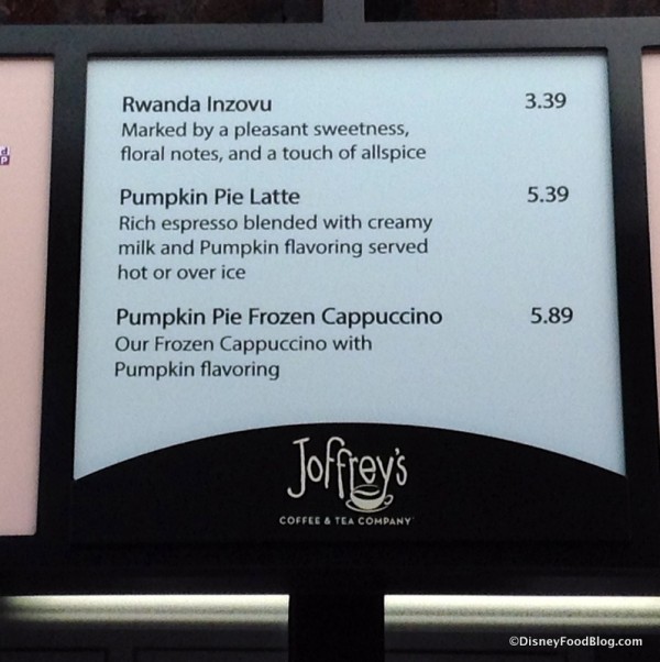 Seasonal Coffee beverages