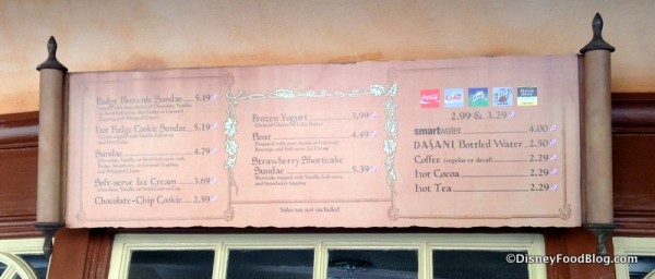 Storybook Treats Menu
