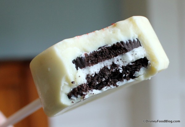 Ariel Chocolate-covered Cookie Sandwich Pop inside