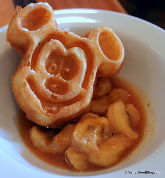 Mickey Waffle and Bananas Foster Syrup
