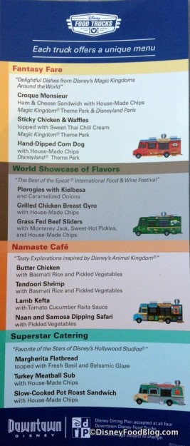 Disney Food Truck Menus -- click to enlarge