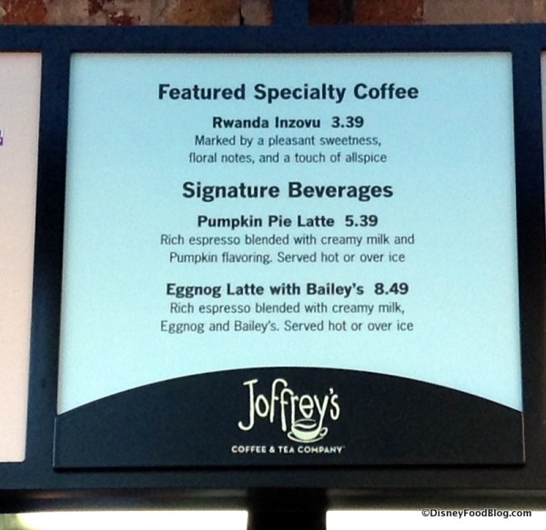 Seasonal Joffrey's beverages