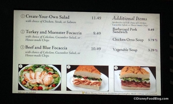 Specialty Shop Lunch Menu