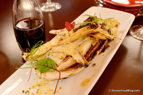 Grilled Treviso with Gorgonzola Dolce and Pistachio Gremolata