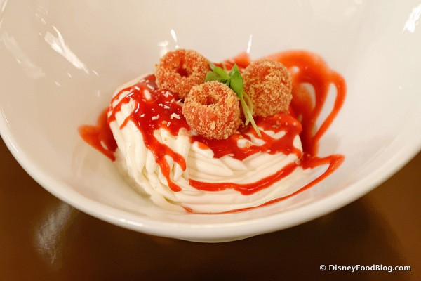 "Spaghetti" Gelato and "Meatballs" -- Up Close