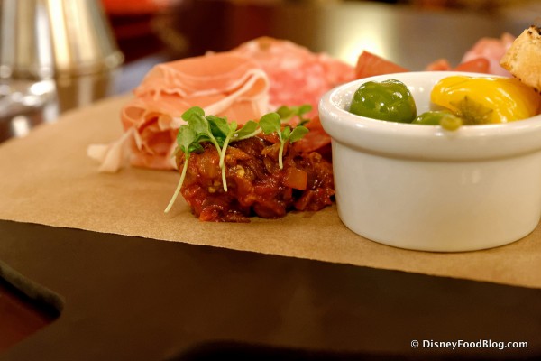 Caponata, Pickled Peppers, and Olives -- Up Close