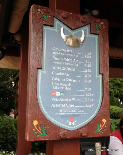 Norway Beer Cart menu