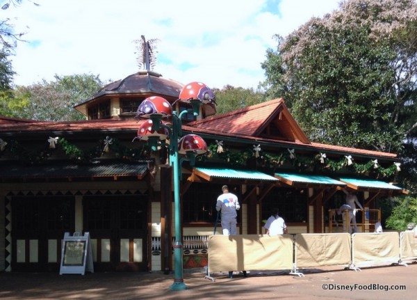 Work being done on the presumed Animal Kingdom Starbucks location