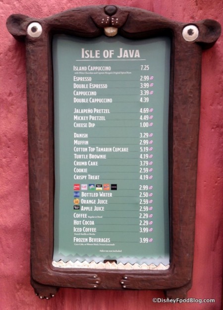 Isle of Java Menu