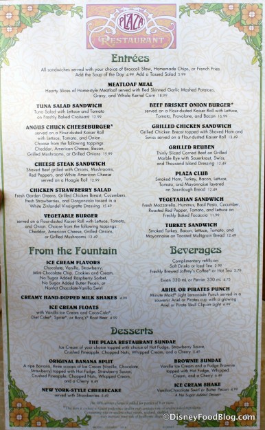 Menu -- Click to Enlarge