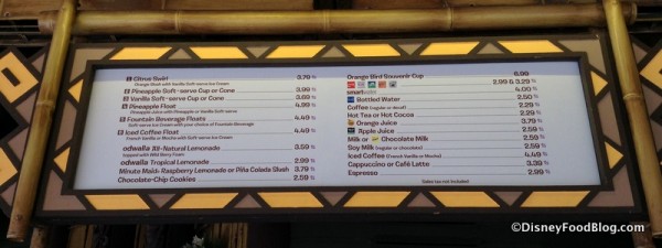 Sunshine Tree Terrace menu