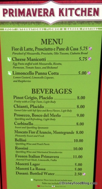 Primavera Kitchen menu
