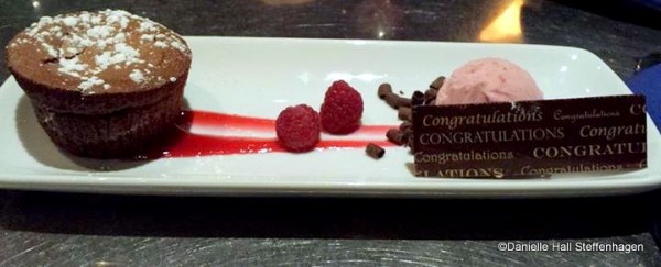 Anniversary dessert at Coral Reef