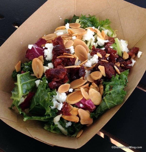 Kale Salad with Dried Cherries, Almonds, and Goat Cheese with White Balsamic Vinaigrette