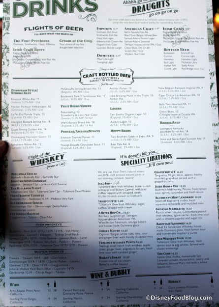 Dinner Menu -- Click to Enlarge
