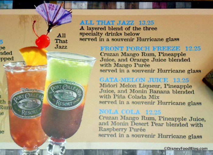 Specialty Drinks Menu