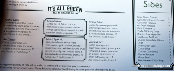 Menu -- Salads and Sides -- Click to Enlarge