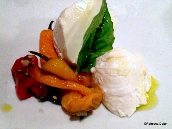 Fior de Latte mozzarella with roasted peppers