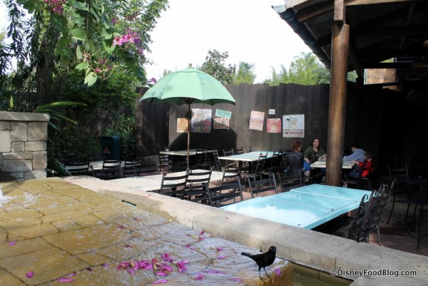 Table by the water fountain