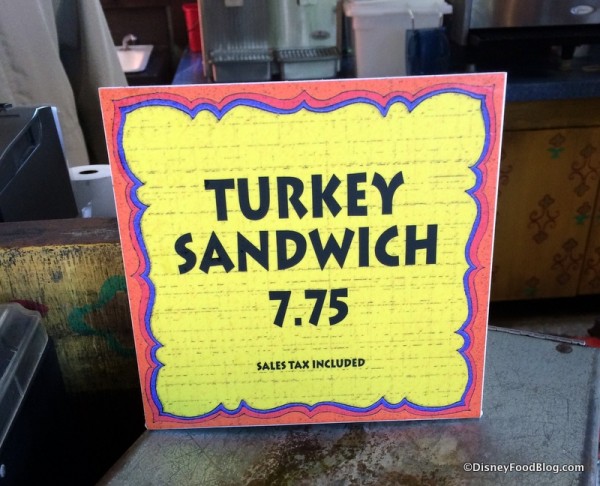 Turkey Sandwich sign at Drinkwallah