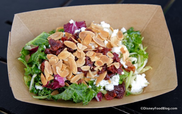 Kale Salad with Dried Cherries, Almonds, Goat Cheese and White Balsamic Vinaigrette
