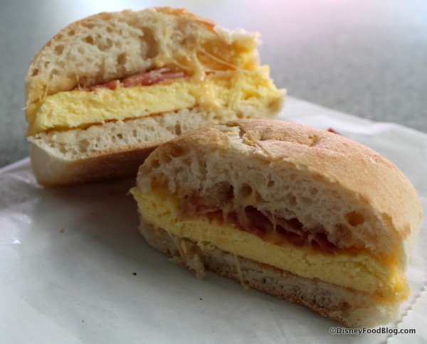 Bacon and Gouda Artisan Breakfast Sandwich cross section