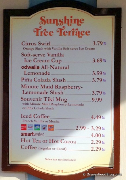 NEW Sunshine Tree Terrace Menu -- Click to Enlarge