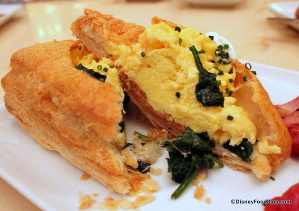 Cross-section of Eggs Florentine