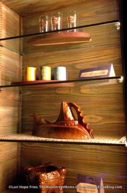 Various souvenir glasses on display