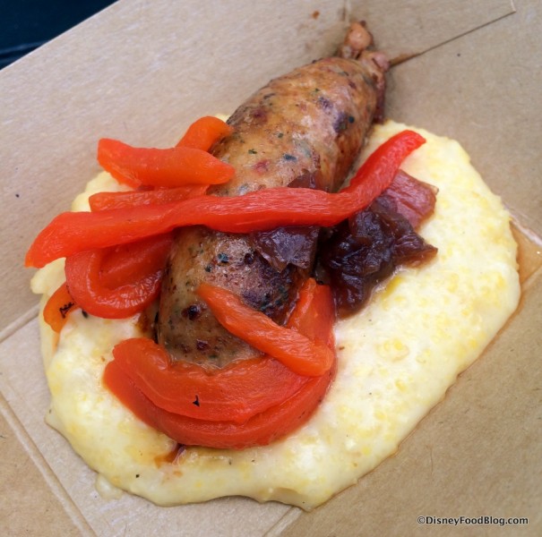 Chicken Sausage with Creamy Polenta and Minus 8 Onion Jam