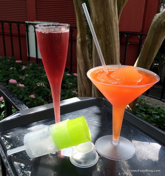 Sparkling Pomegranate Kir, Ice Pop Pomme, and La Passion Martini Slush