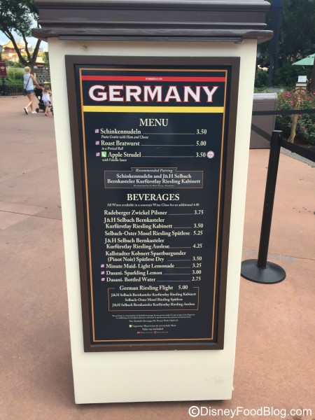 2015 Germany Menu
