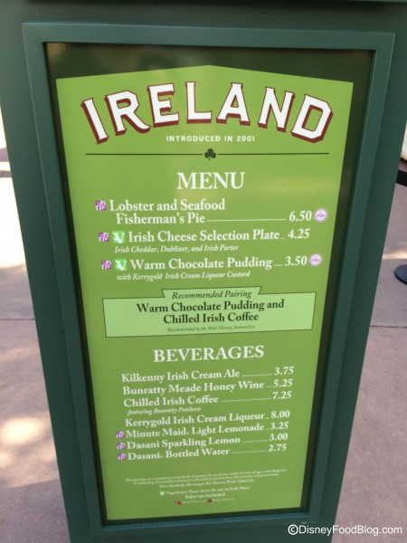 2015 Ireland Menu