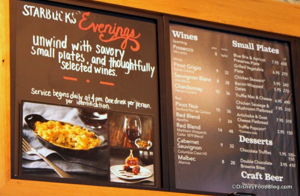 Starbucks Evenings Menu -- Click to Enlarge