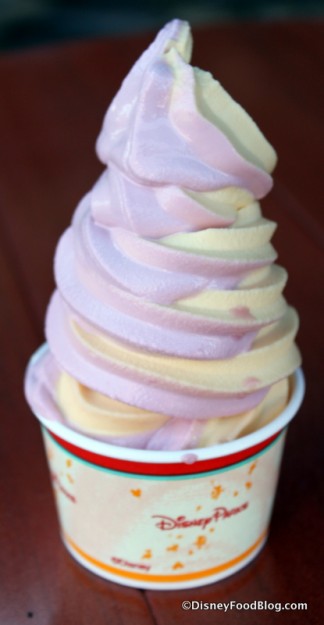 Cherry and Birthday Cake Swirled Fro Yo -- Up Close