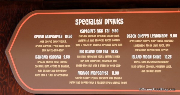 Specialty drinks closeup