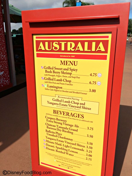 2015 Australia Menu