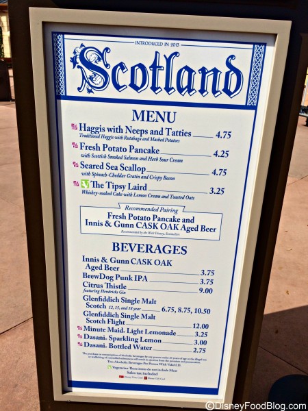 2015 Scotland Menu